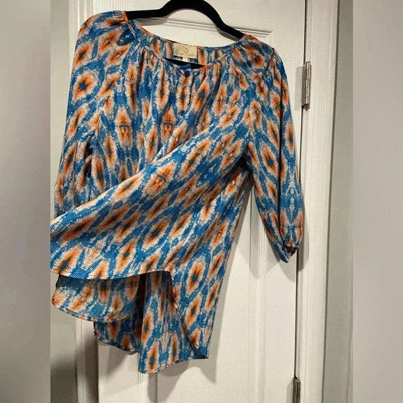 Collective Concepts High Low Button Front Scoop Neck 3/4 Sleeve Blouse Size M - Picture 2 of 10